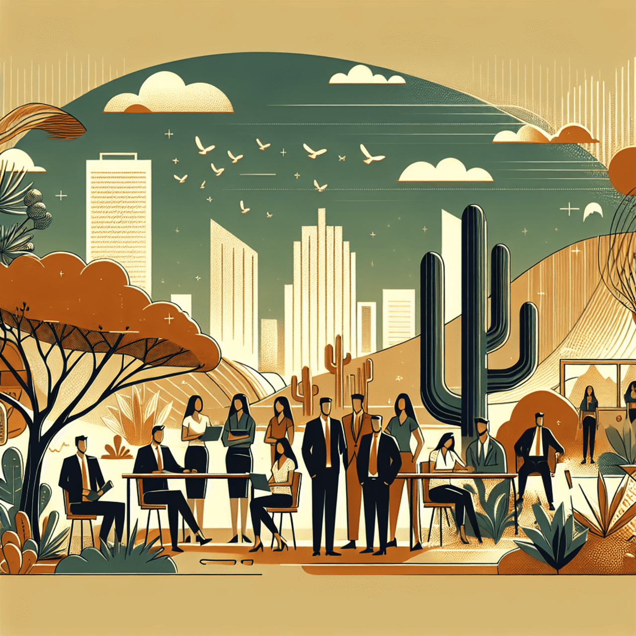 Eine Gruppe junger, lächelnder Menschen umarmt sich in einem Büroumfeld, was Teamwork, Zusammenarbeit und eine freundliche Atmosphäre vermittelt.